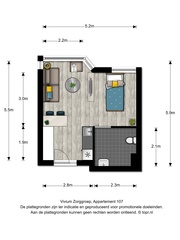 Godelinde - plattegrond 1-kamer appartement