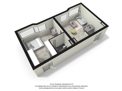Godelinde -  plattegrond 3d 2-kamer appartement